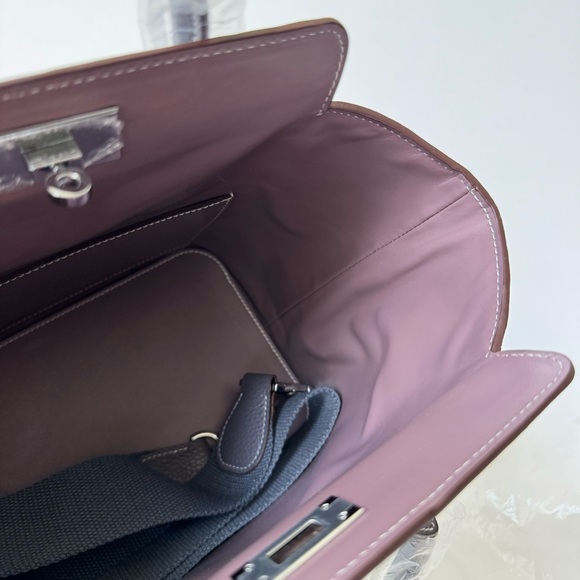 LEATHER INSIDE & OUT | Dark Gray Toolbox Bag Convertible Shoulder Top Handle T14 - Picture 9 of 14